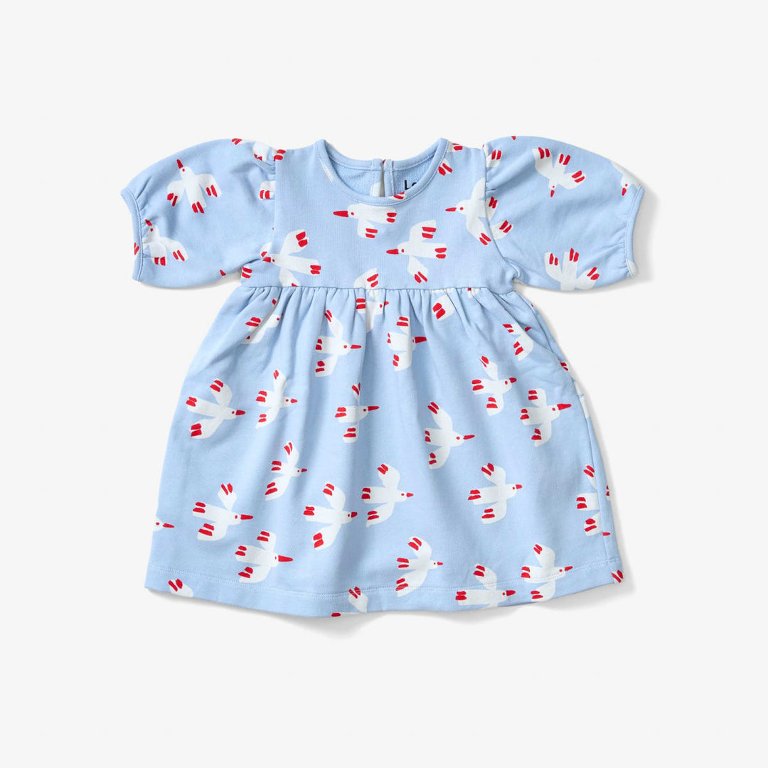 Balloon Sleeve Dress - Bird Sky