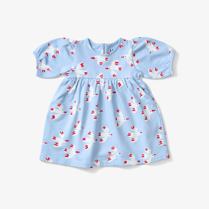 Balloon Sleeve Dress - Bird Sky