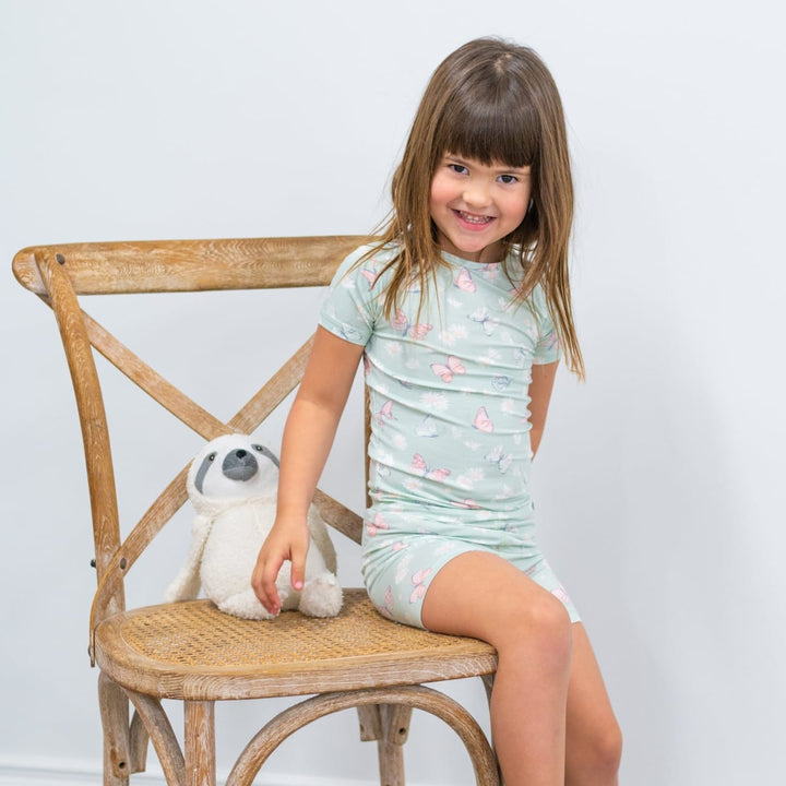 Butterfly Daisy Bamboo Summer Pajama Set - Butterfly Daisy Mint