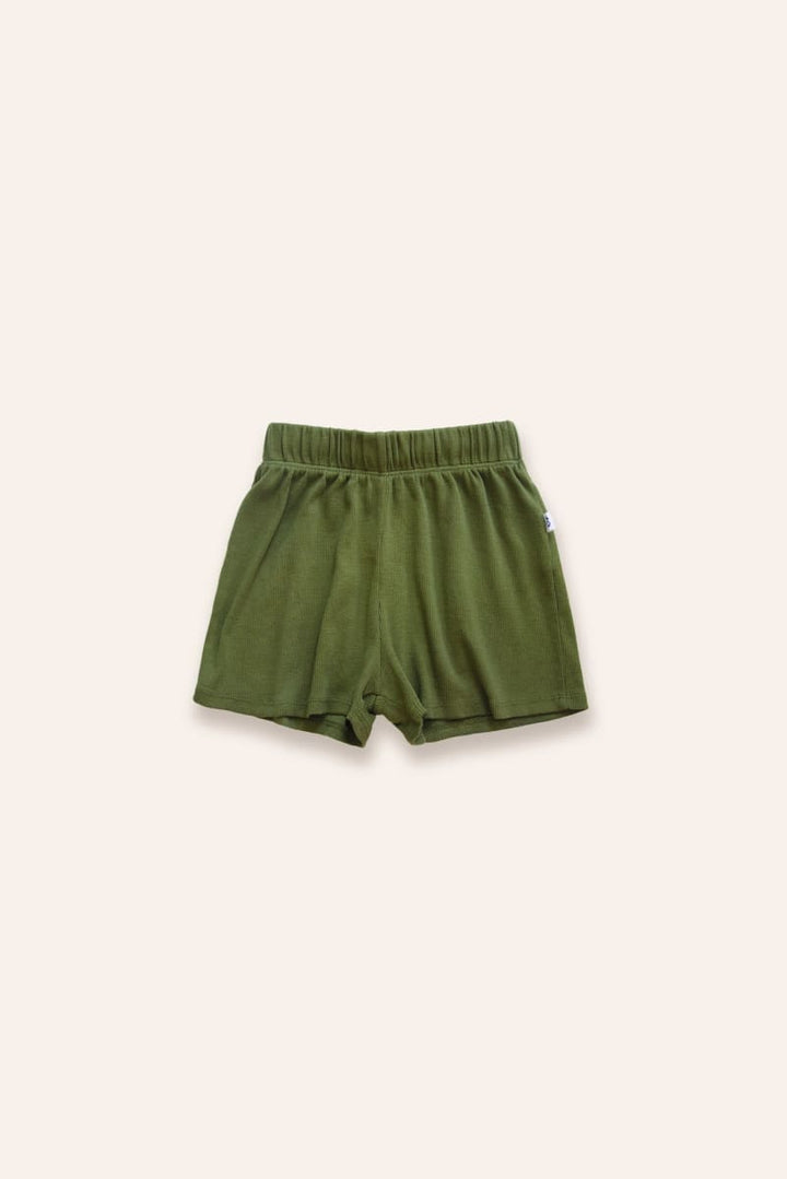 Organic Ribbed Shorts - Green
