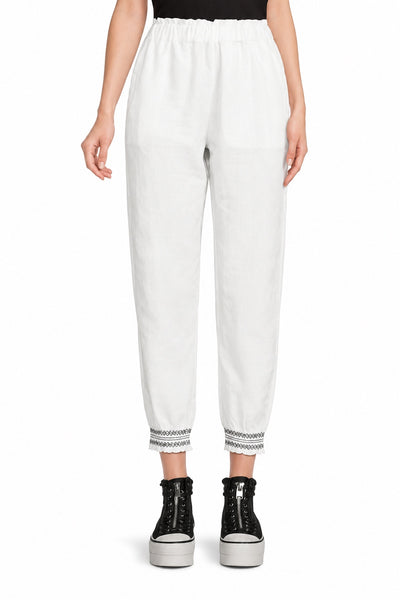 Smocked Joggers - White