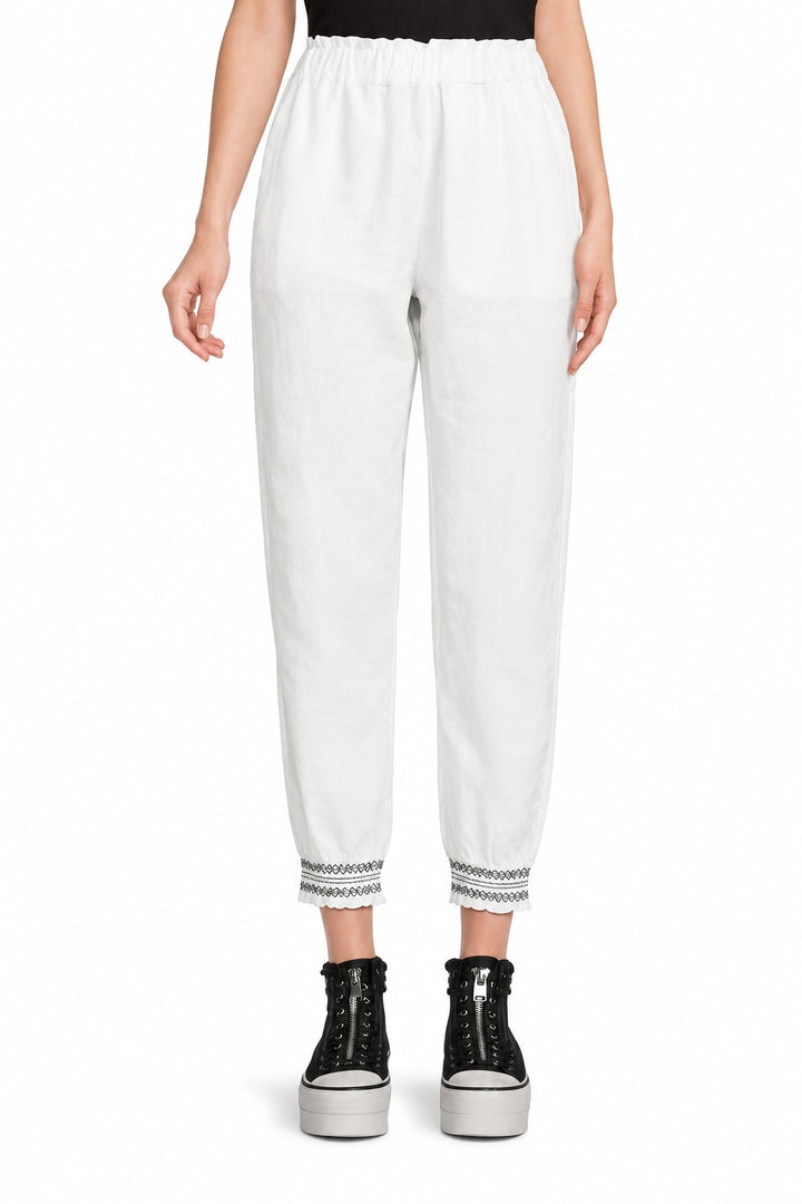 Smocked Joggers - White
