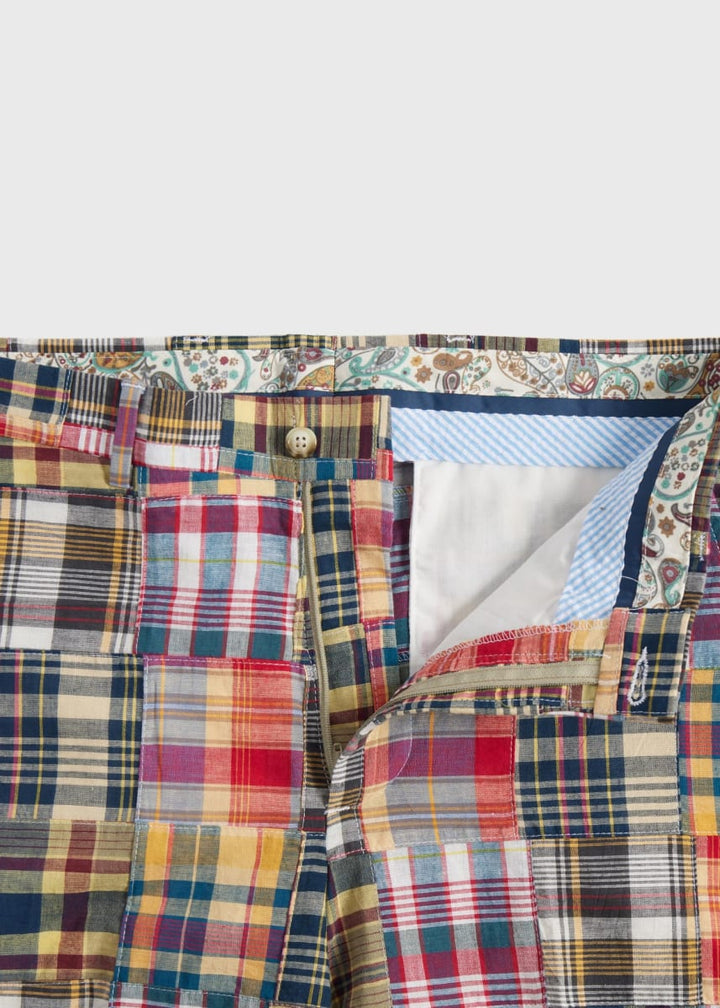 Cotton Indian Madras Walk Shorts - Yellow Multi