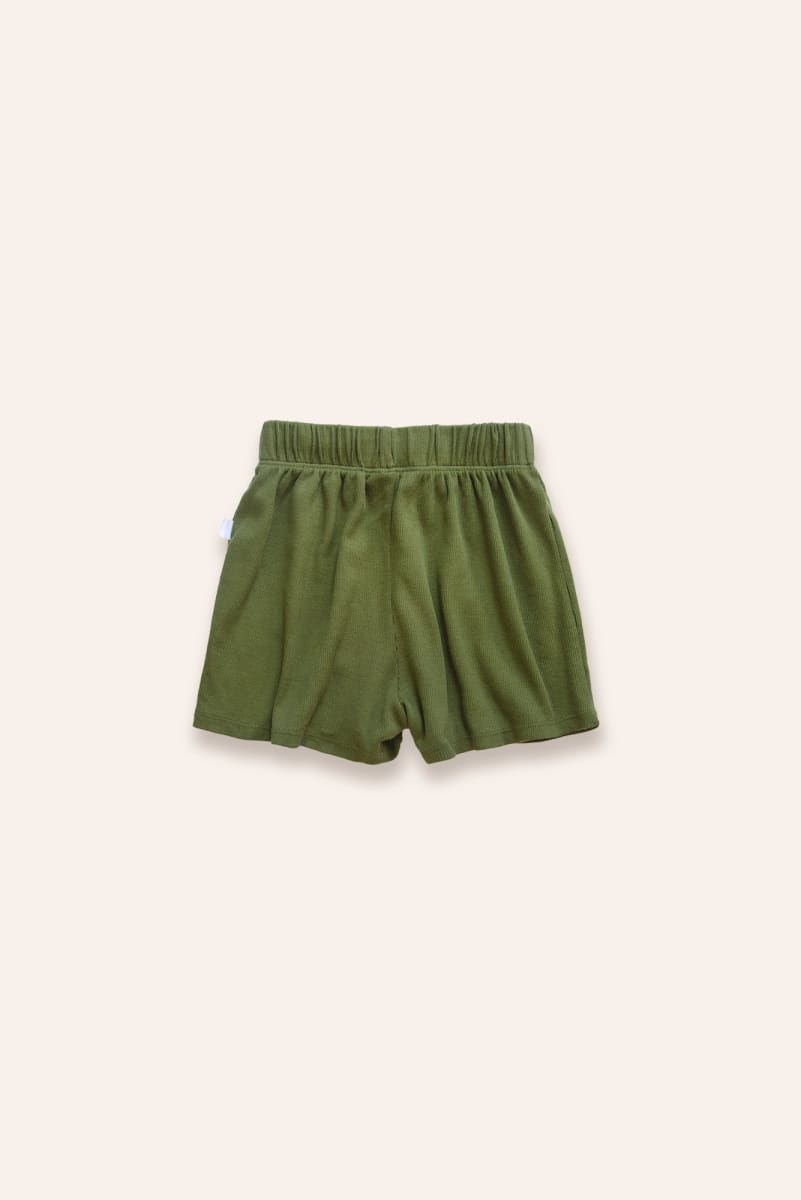 Organic Ribbed Shorts - Green