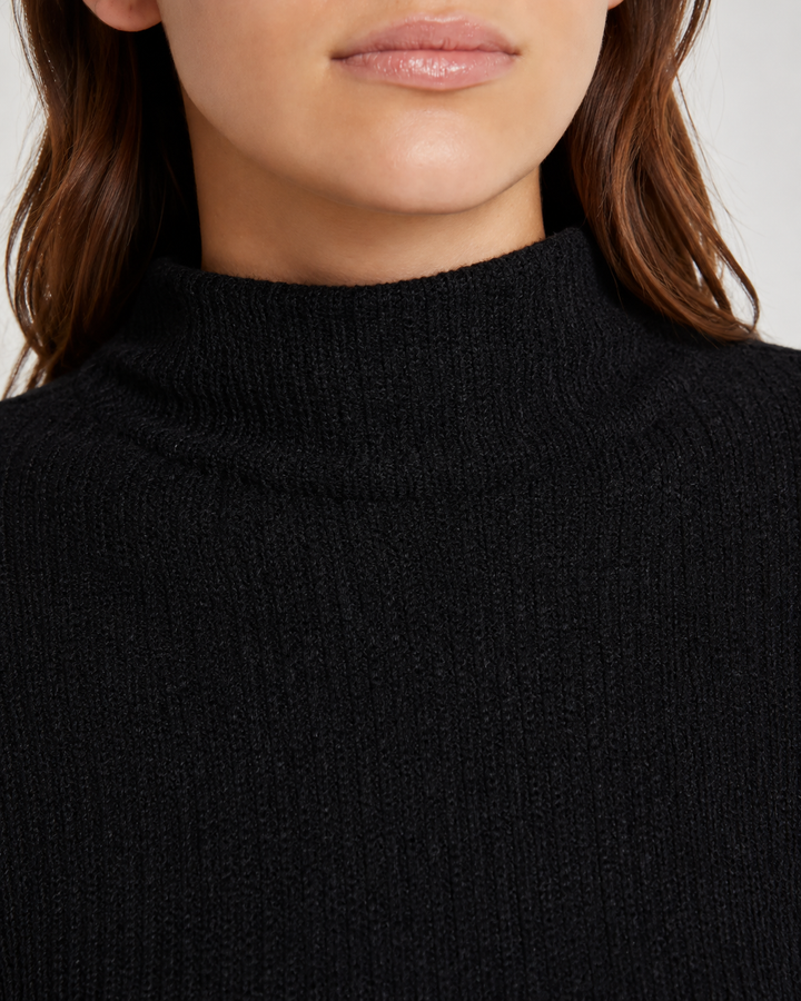 Ribbed Textured Open Back Top - Black