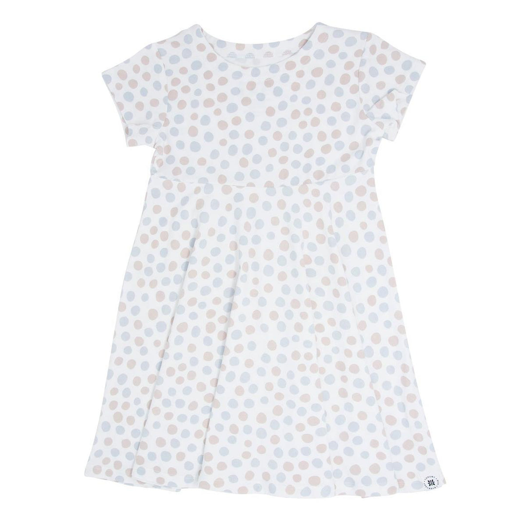 Swirly Girl Short Sleeve Dress - Polka Dot Grey