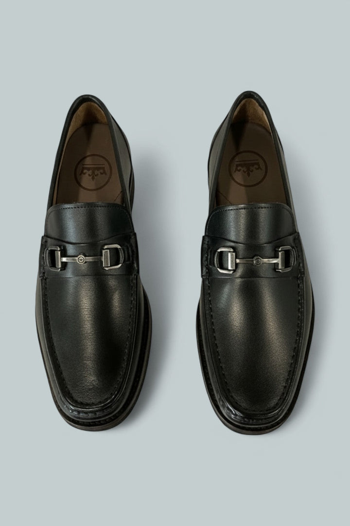 Men's Leather Bit Loafers - Black