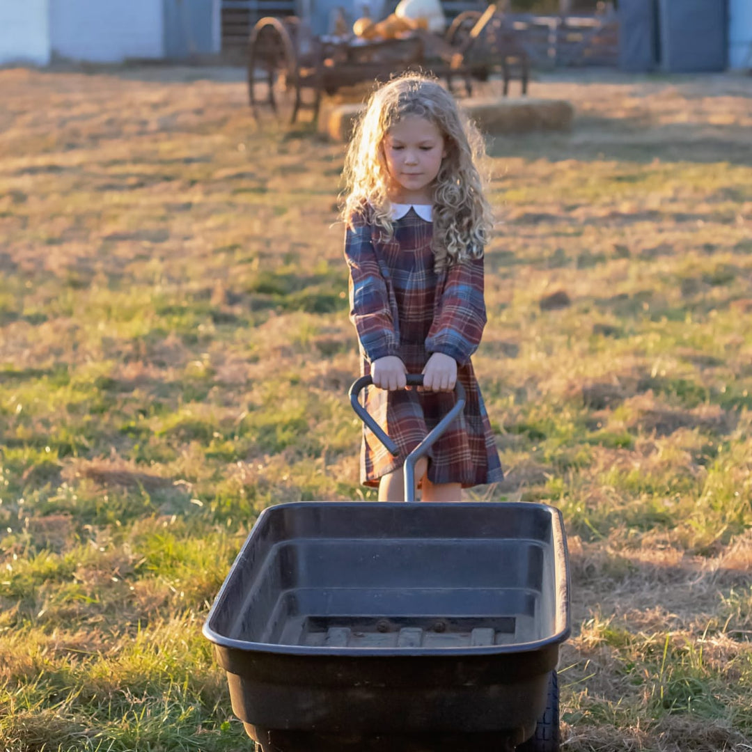 Brook Girls Dress - Rust Plaid