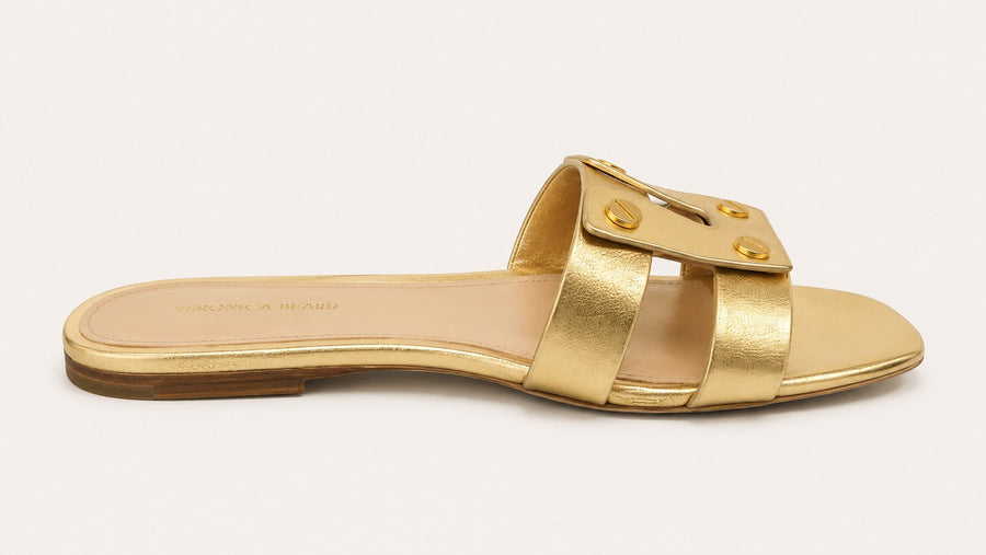 Women’s Via Leather Slide Sandals - Pale Gold - Sandal
