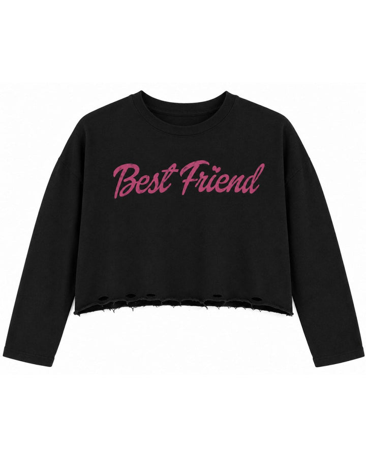 Best Friend Long Sleeve Crop Little Kids - Black