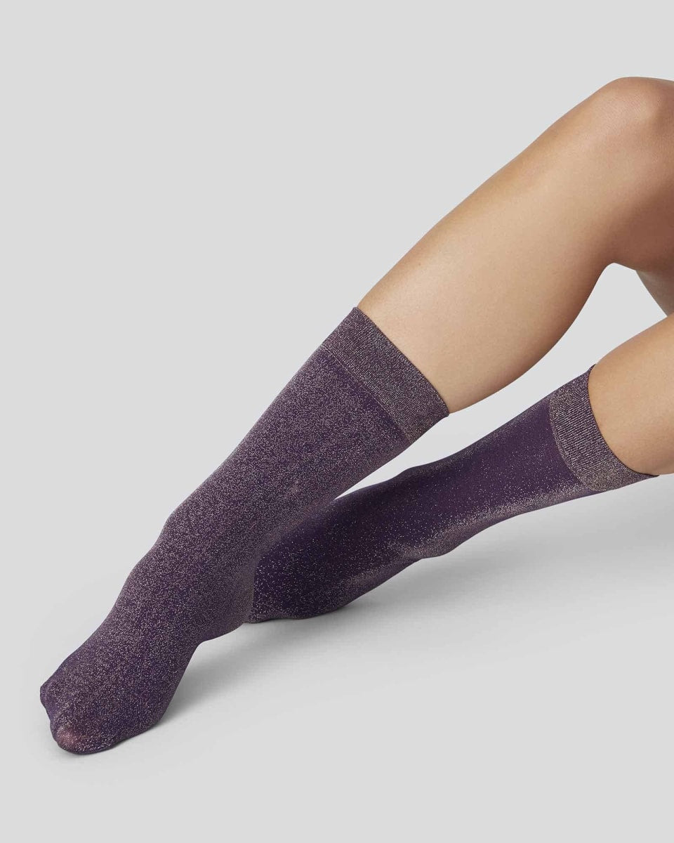 Ines Shimmery Socks - Plum