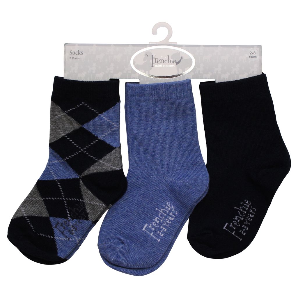 3-Pack Argyle Socks - Light Blue & Navy