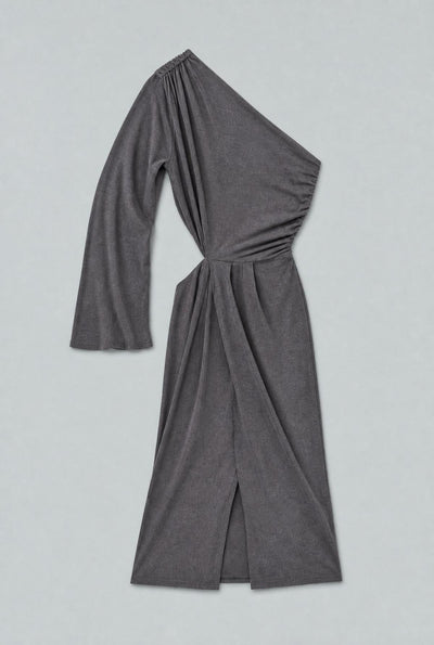 One Shoulder Cut Out Gown - Charcoal