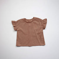 The Frill Linen Top - Cinnamon