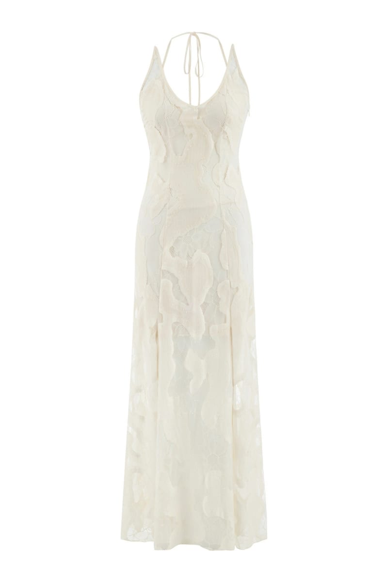 Embroidered Long Dress - Ecru