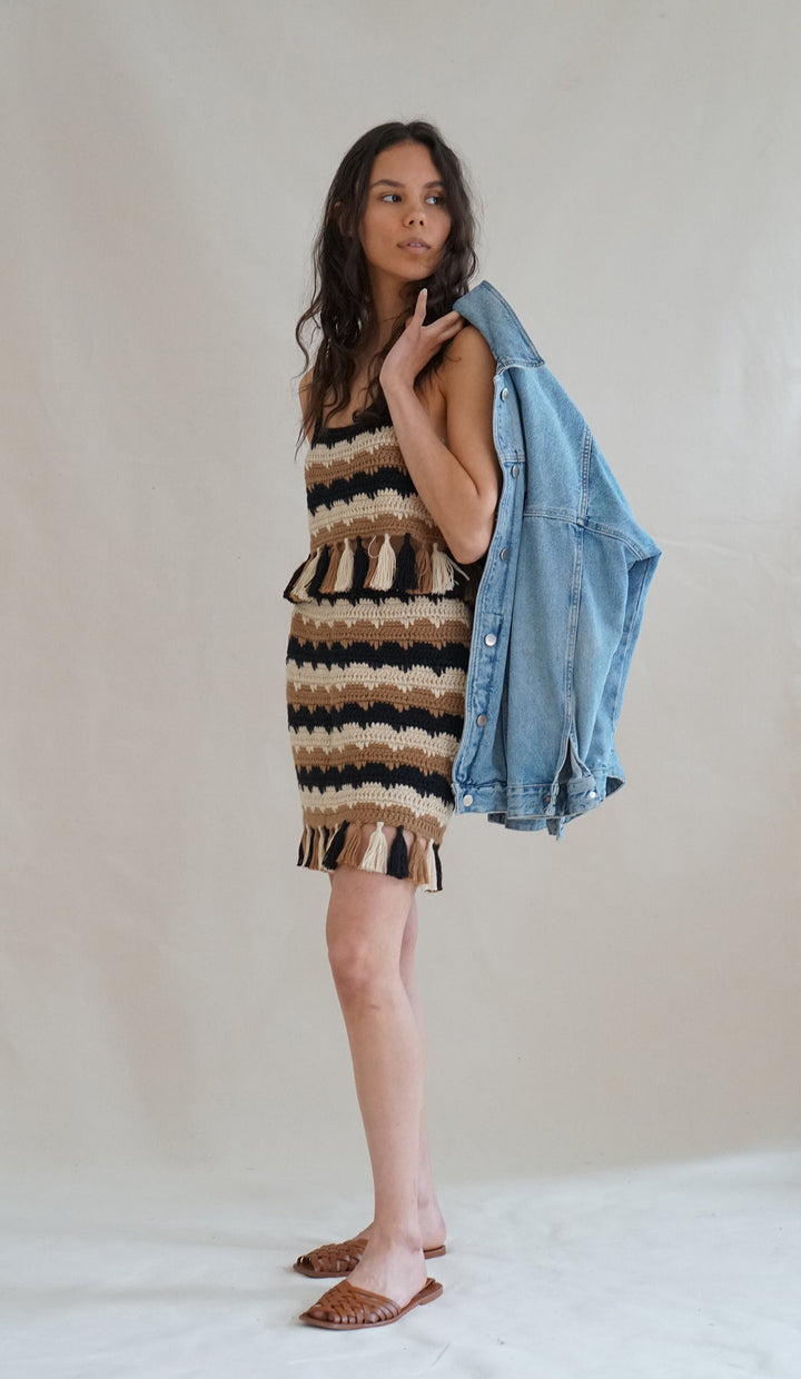 Alice Fringy Crochet Skirt - Neutrals