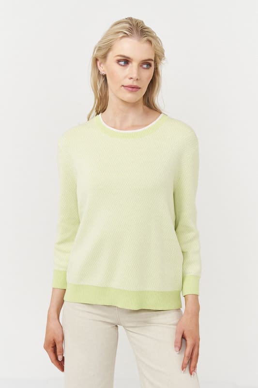 Zig Zag Jacquard Crew - Limelight