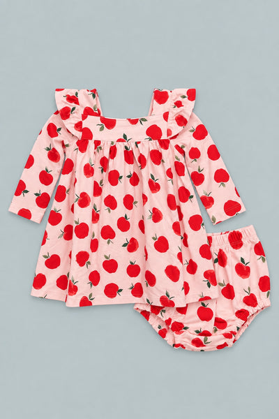 Long Sleeve Ruffle Dress With Bloomer - Snow White