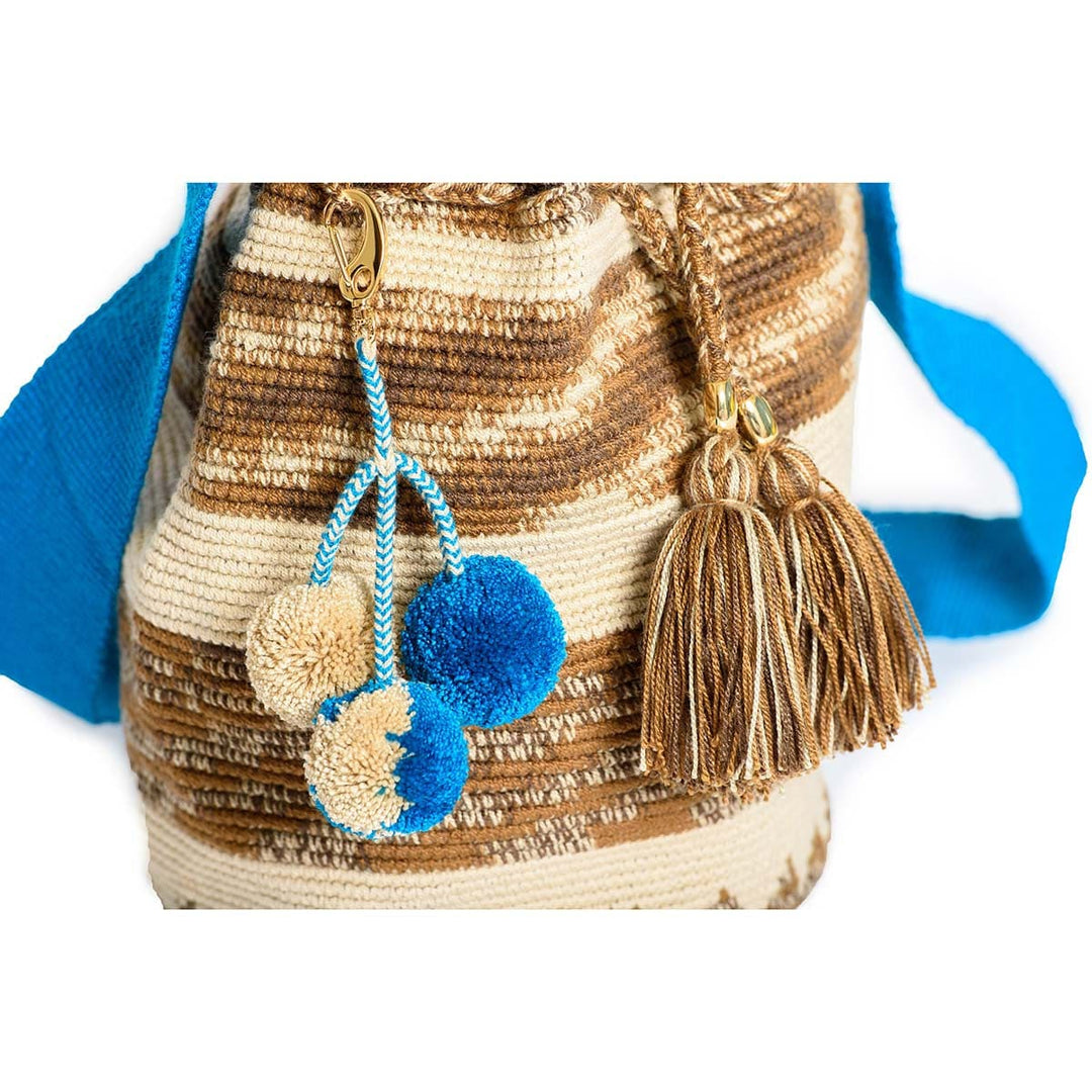 Woven Mochila Bucket Bag - Coffee