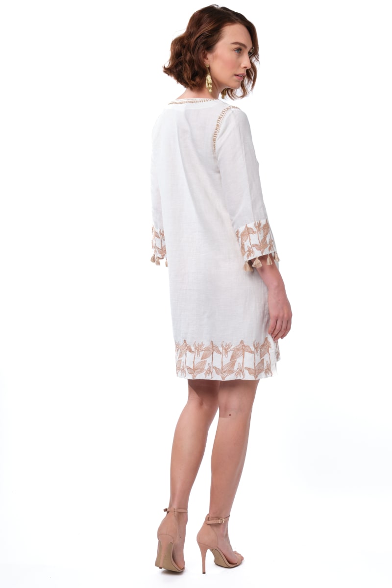 Nina Tunic - White / Beige Embroidery