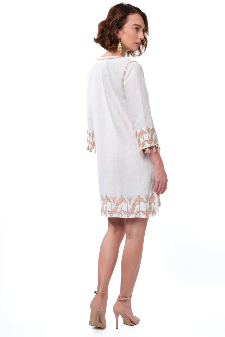 Nina Tunic - White / Beige Embroidery