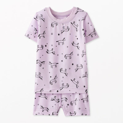 Kids Short John Pajama Set In HannaSoft™ - Mini Unicorn