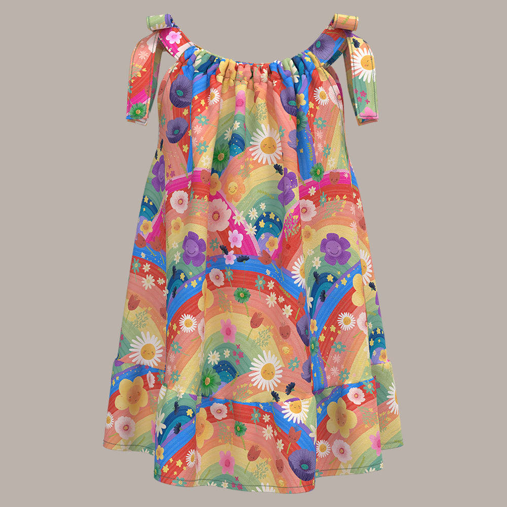 Boho Dress - Rainbow Flowers