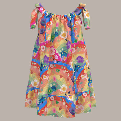 Boho Dress - Rainbow Flowers