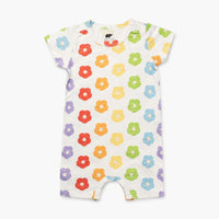 Slub Shorty Romper - Rainbow Poppies