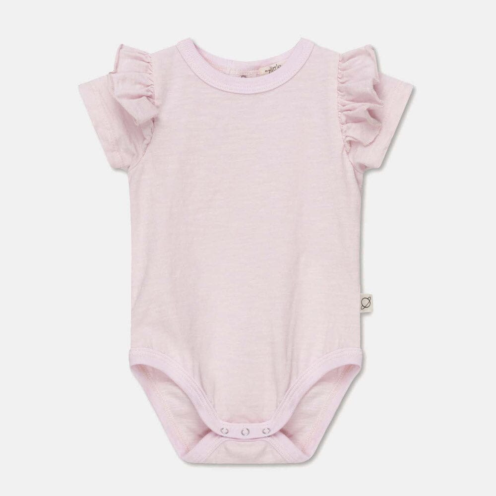 Slub Ruffle Baby Bodysuit - Pink Bodysuits + Onesies My Little Cozmo 