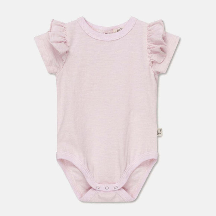 Slub Ruffle Baby Bodysuit - Pink Bodysuits + Onesies My Little Cozmo 