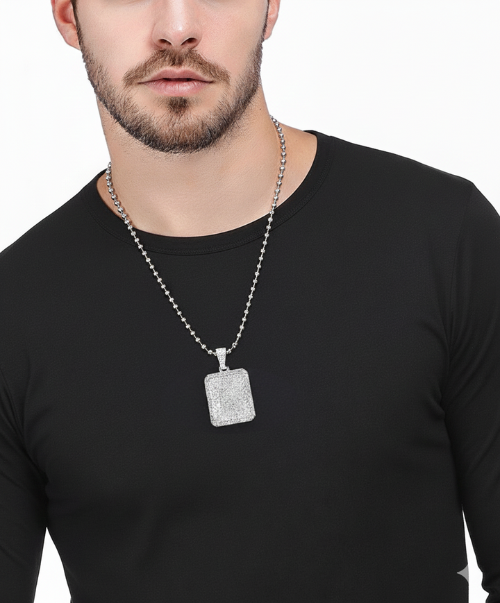 18k white gold Pave Tag Necklace