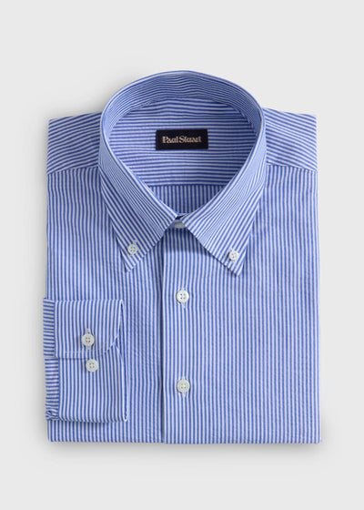 Cotton Button-down Classic Fit Sport Shirt - Blue