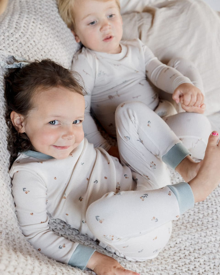 Organic Cotton Modal Rib Pajama Set - Floral Bud