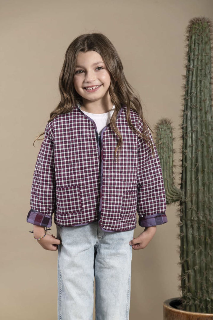 Purple Plaid Quilted Children's Jacket