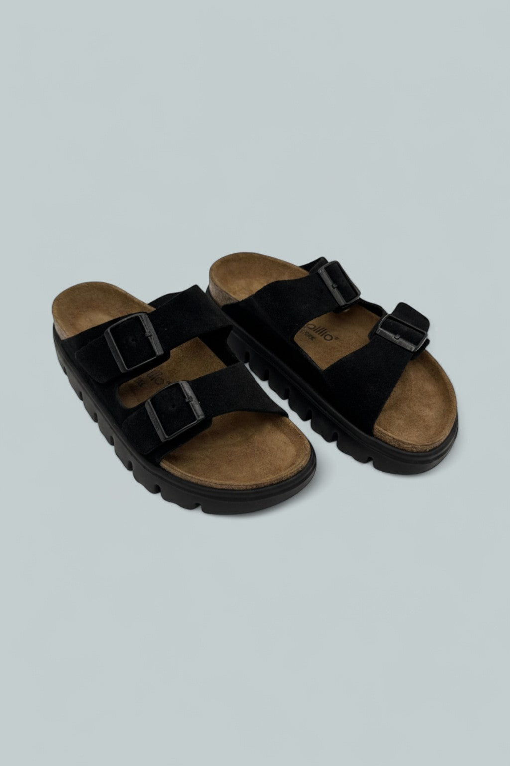 Arizona Chunky Suede Sandals - Black/Black