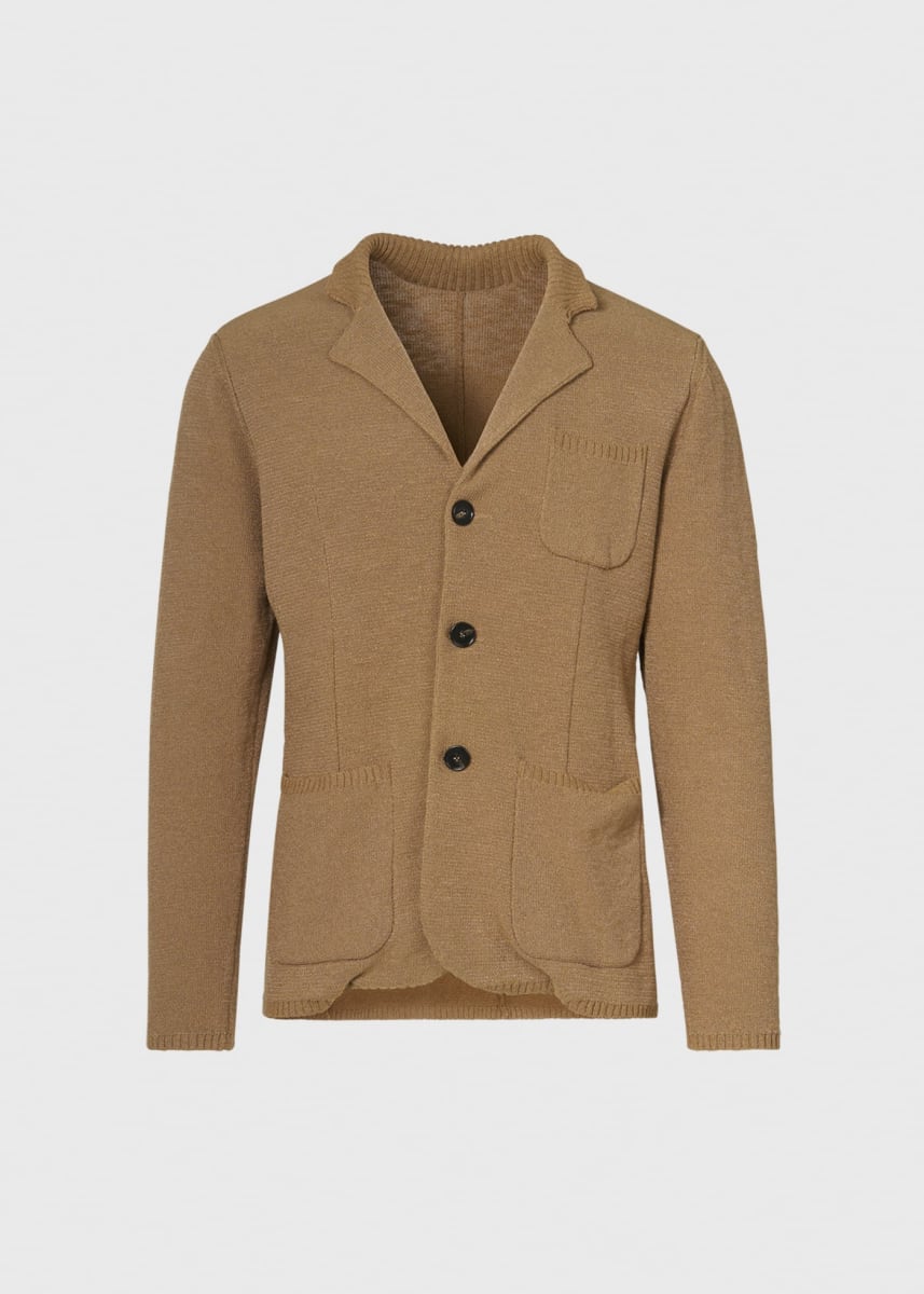Washed Bouclé Knit Jacket - Tobacco