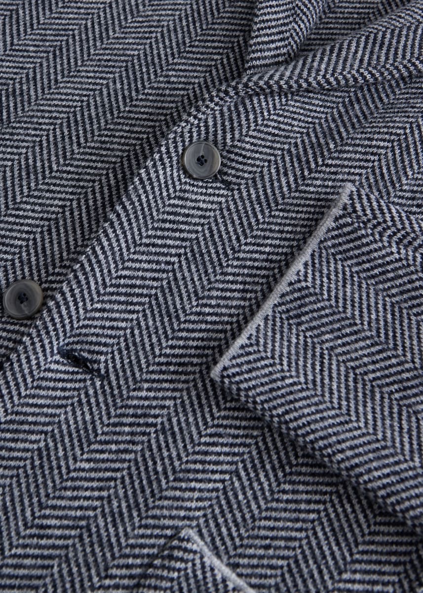 Knitted Bone Wool & Cashmere Jacket - Navy/Grey
