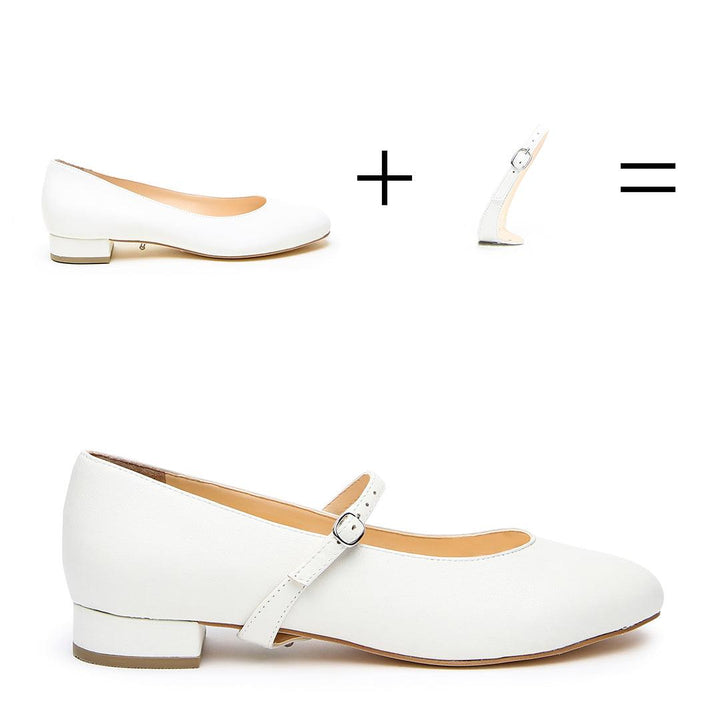 White Ballet Flat + Twiggy Strap - White