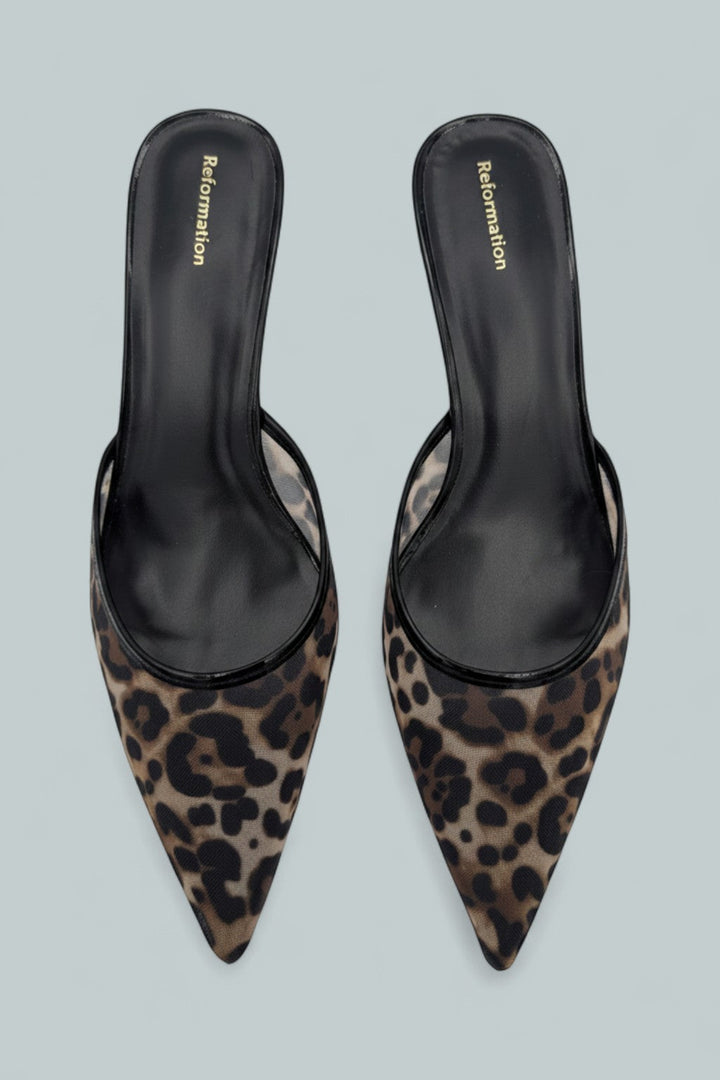 Wilda Kitten Mule - Leopard Mesh
