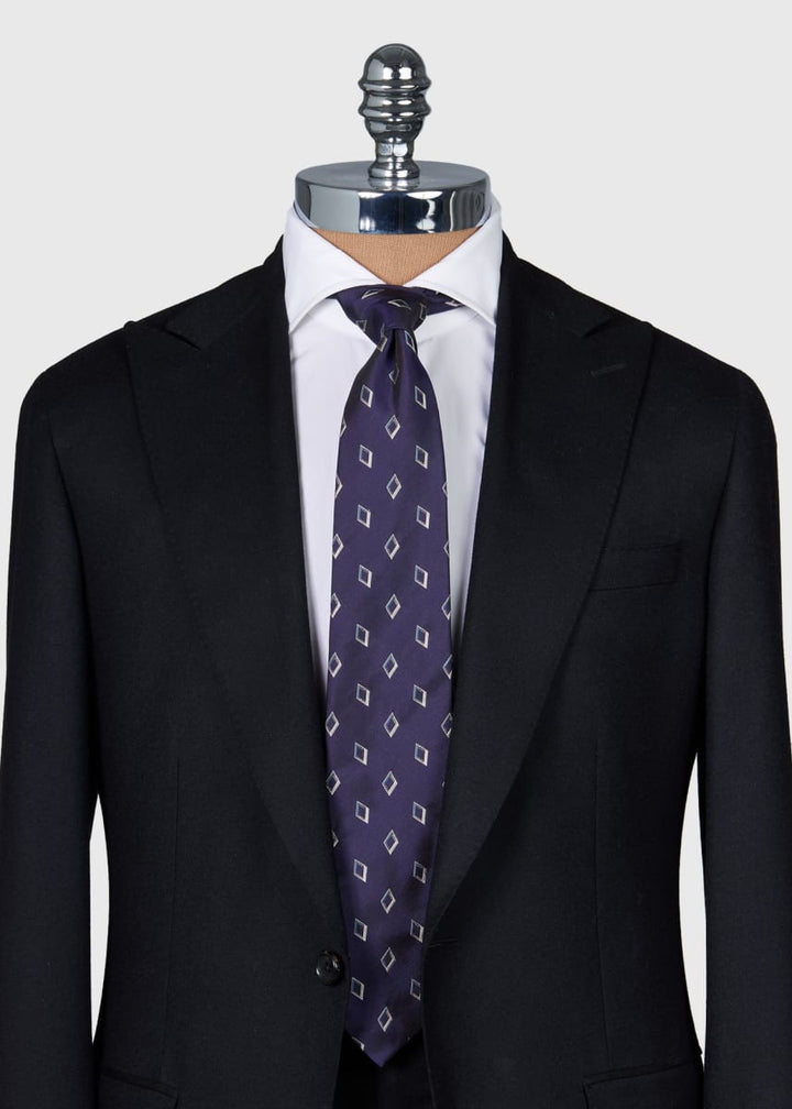 Silk Woven Deco Tie - Navy