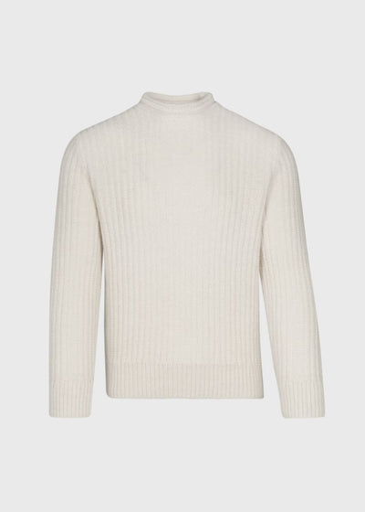 Heavy Ribbed Alpaca Pullover Sweater - White