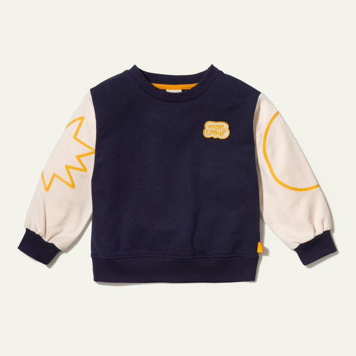 Recycled Cotton Shapes Kid Sweatshirt - Blue Ribbon/natural