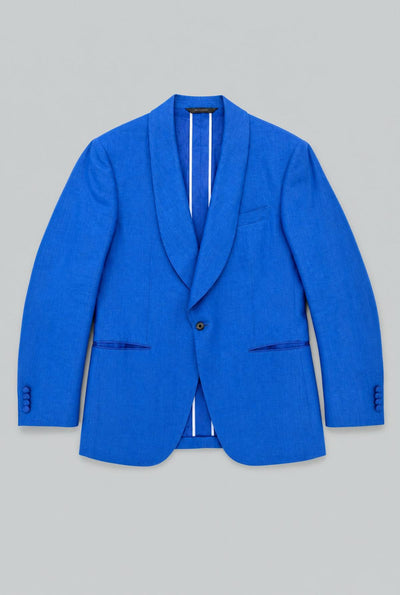 White Shawl Collar Dinner Jacket - Blue