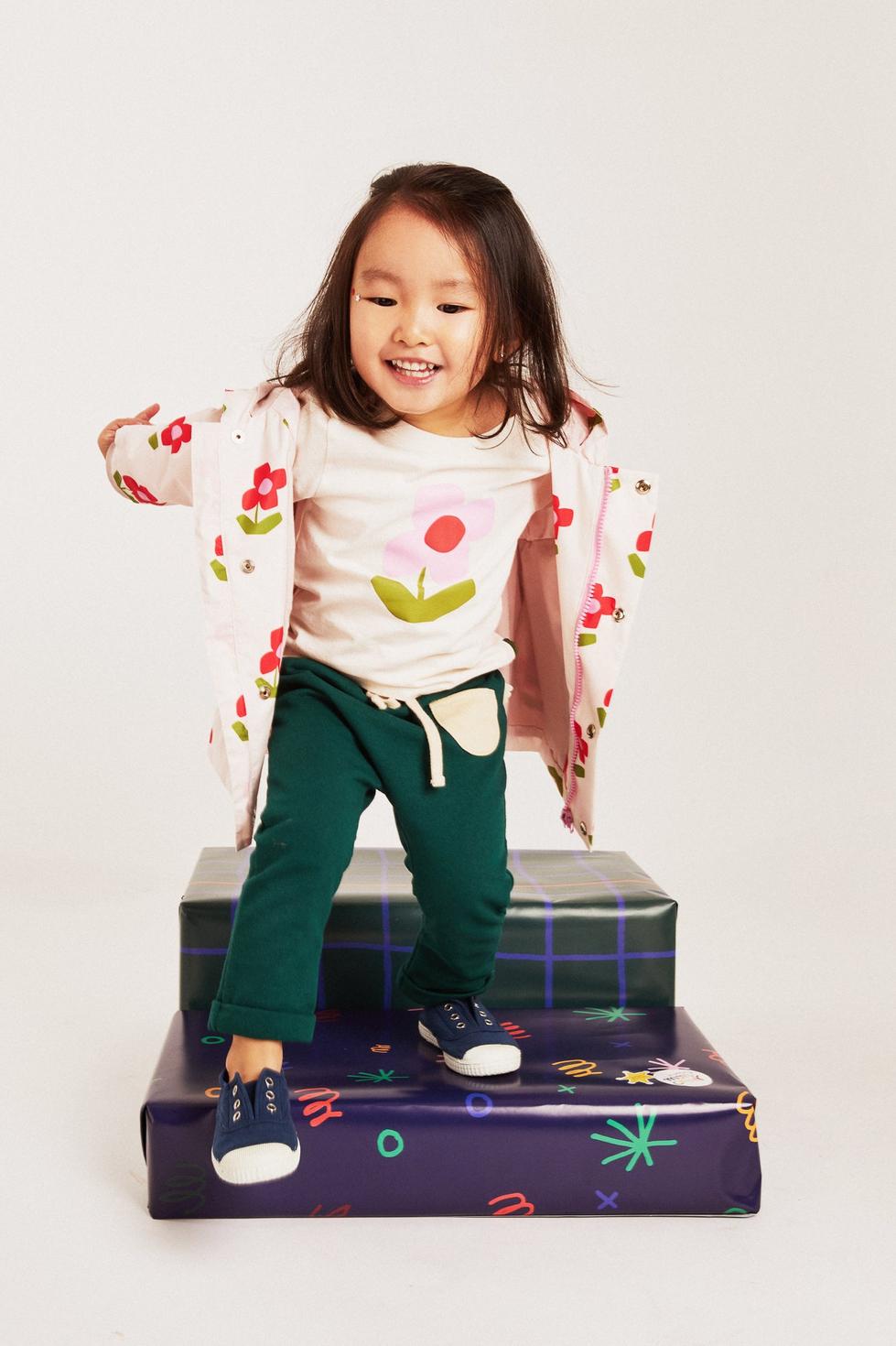 Recycled Cotton Flower Baby T-Shirt - Natural