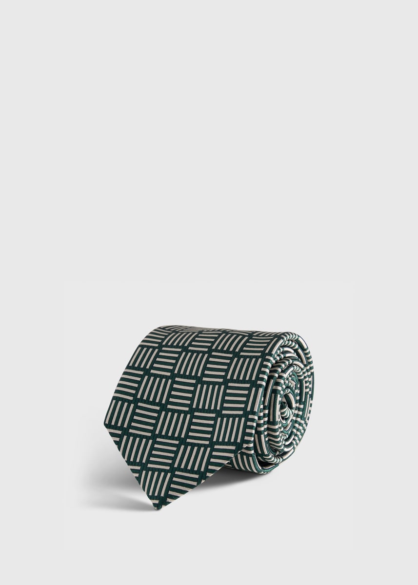 Woven Silk Parquet Tie - Green