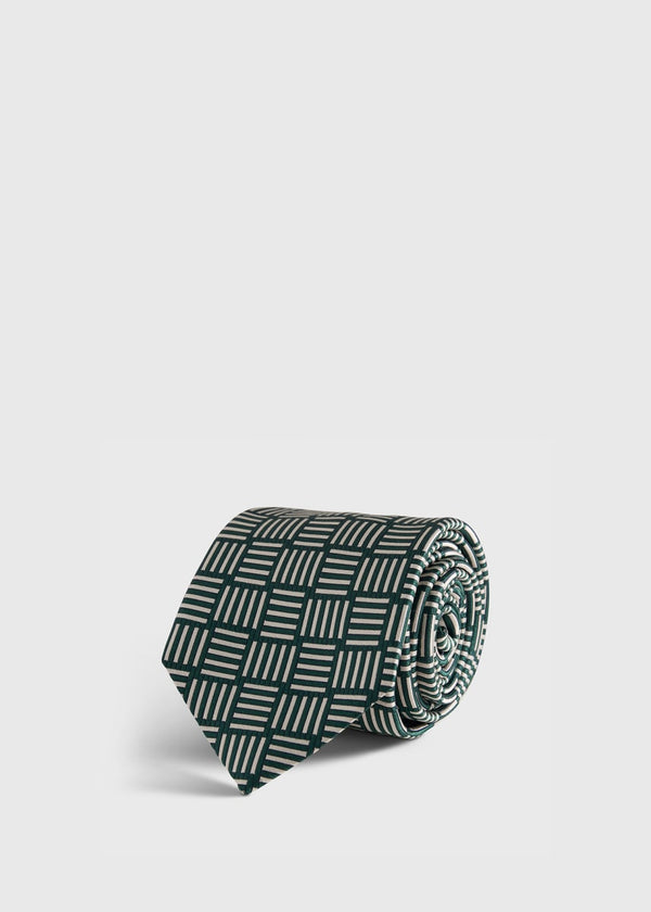 Woven Silk Parquet Tie - Green