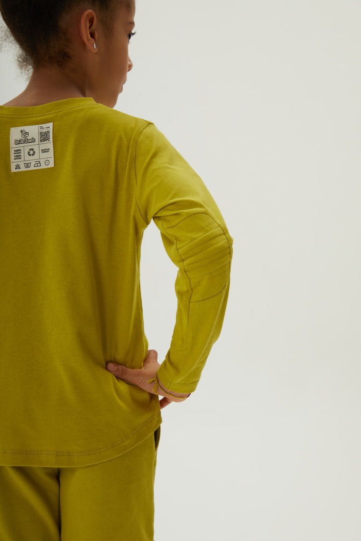 Relaxed Fit Long Sleeve with Elbow Pads - Lime