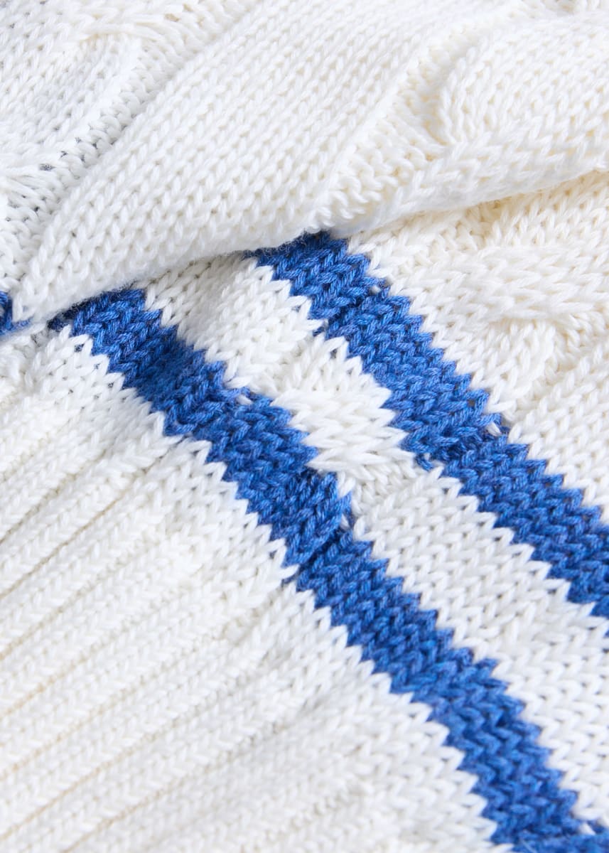 Cotton Tennis Cardigan - White/Blue - Cardigan