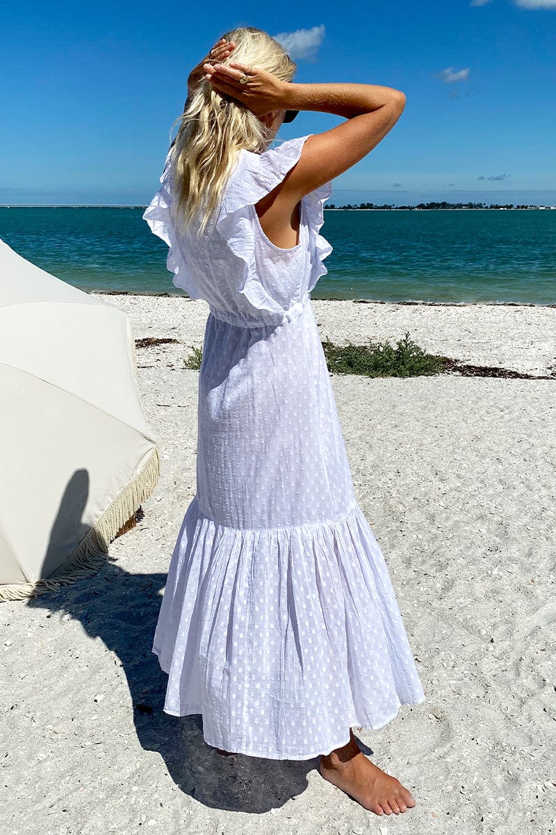 Chandra Dress - White Swiss Dot Organic